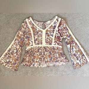 alter’d state Women Boho Crochet Floral Visvose Detail Top Size XS